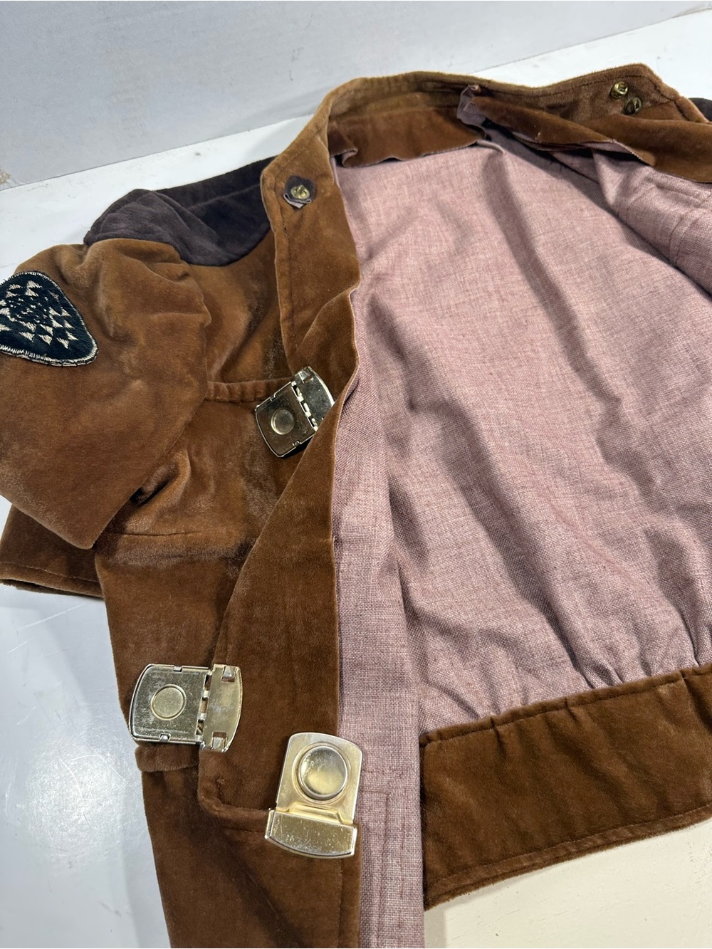 Battlestar Gallactica Brown Suede Military-Style Cropped Jacket - Picture 3 of 8